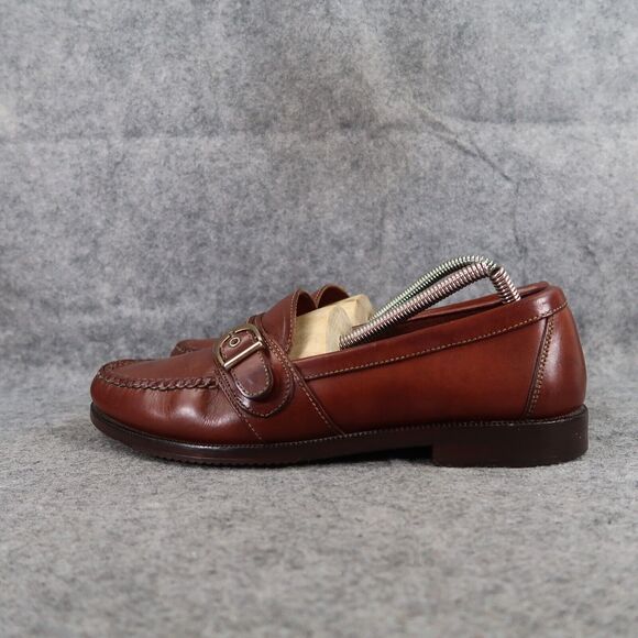 Cole Haan Shoes Mens 8.5 Loafers Leather Buckle Strap Moc Toe Handsewn Slip On - Picture 4 of 16